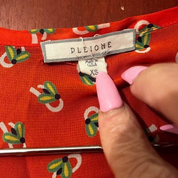 Anthropologie Pleione Orange semi sheer floral top size XS Women - Picture 6 of 8